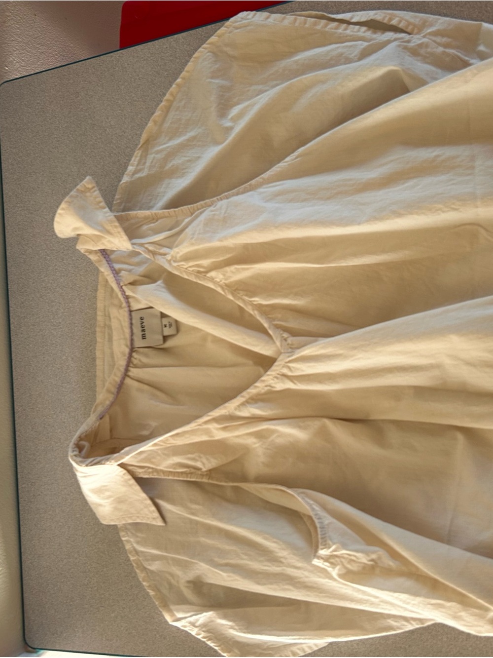 Anthropologie Maeve Cream Cotton Slip Chemise with Delicate Neckline